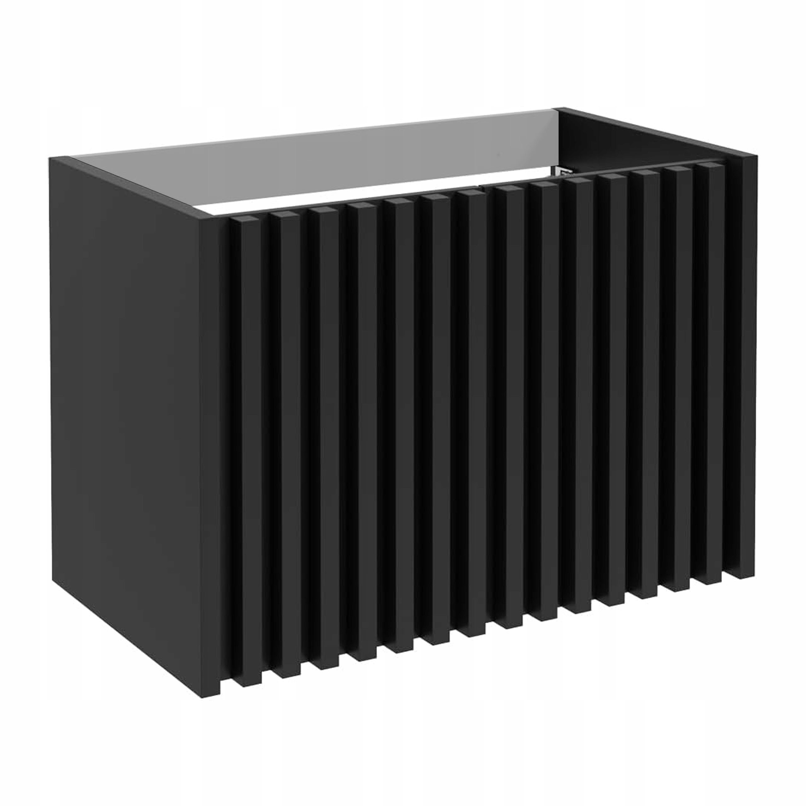 Szafka Łazienkowa pod Umywalkę /Blat 80 cm Czarna Matowa Lamele Wisząca MDF