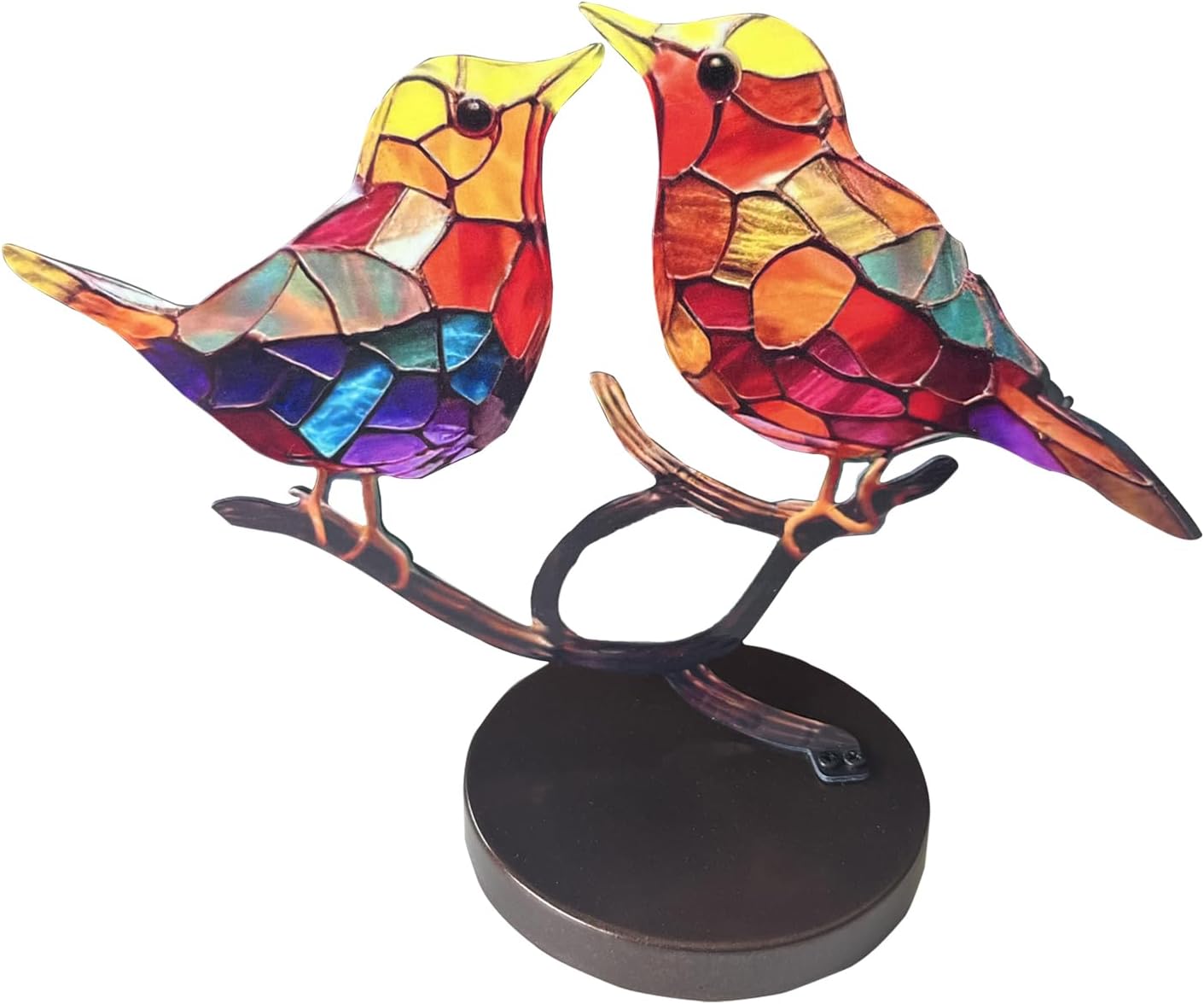 Lot De 4 Oiseaux En Métal Rouillé – Décorations Jardin Vintage, Figurines Sur Piquet Avec Vis