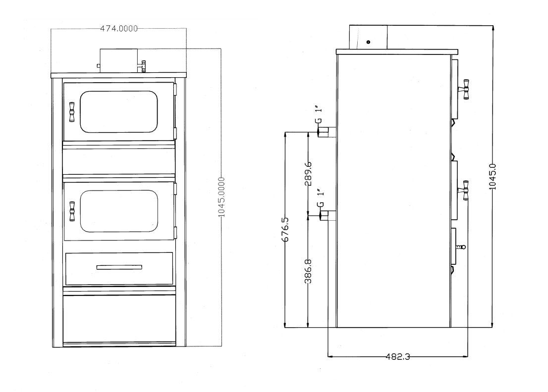 Stufa a Legna e Carbone con Forno idro in Acciaio 10,8 kW Con Termostufa Caldaia - 6