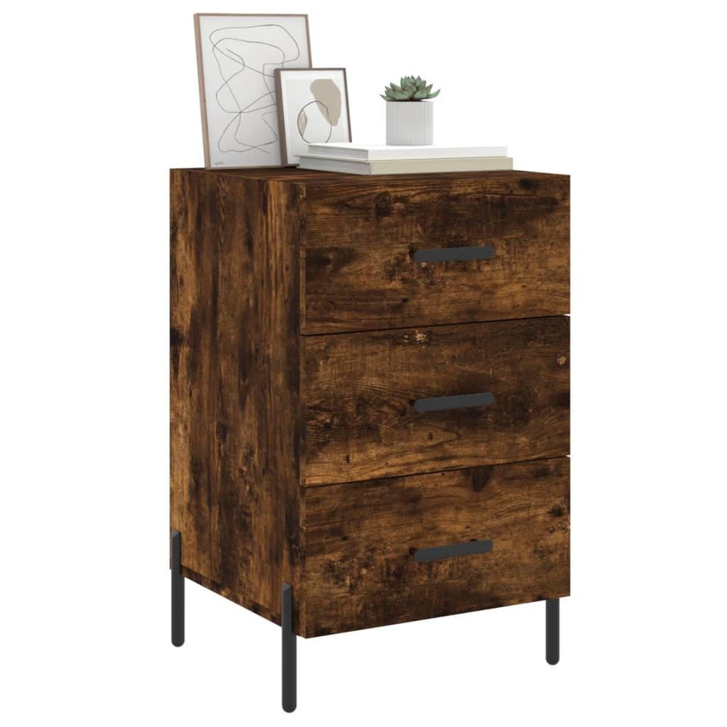 Table de chevet chêne fumé 40x40x66 cm bois d'ingénierie - 2