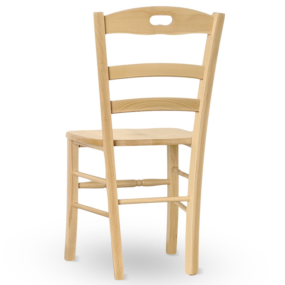 Chaise de salle à manger cuisine Loris en bois naturel avec assise en bois massif - 3