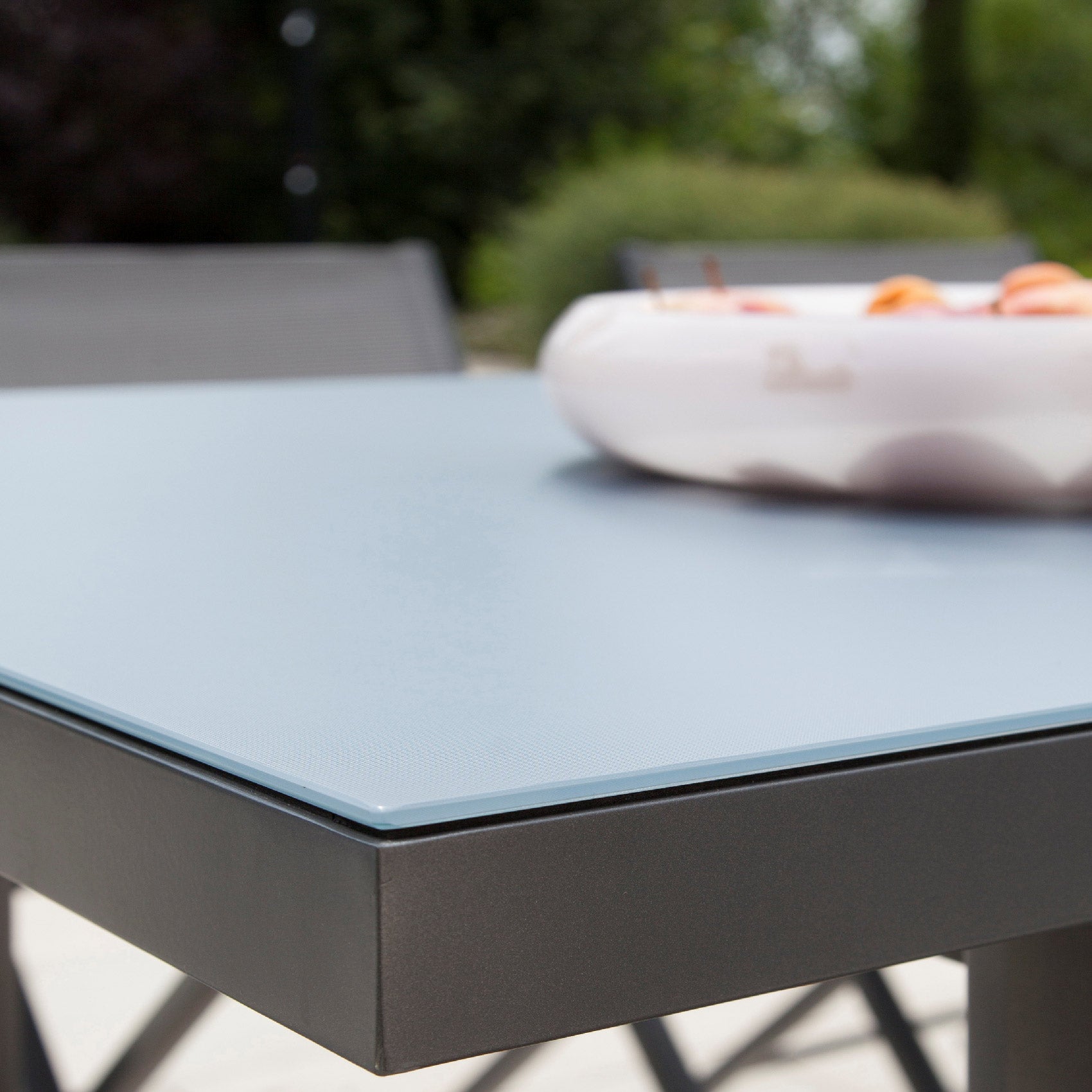 Table à manger d'extérieur extensible en aluminium gris Ibiza anthracite - 8/10 places - Jardiline - 5