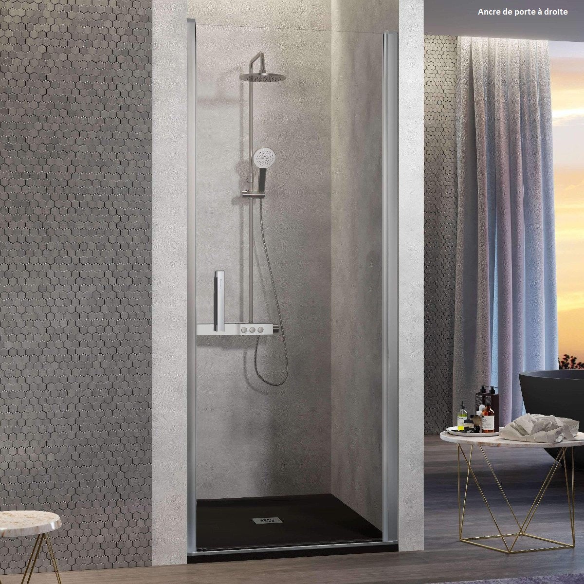 Puerta abatible de ducha nardi 70-74 cm