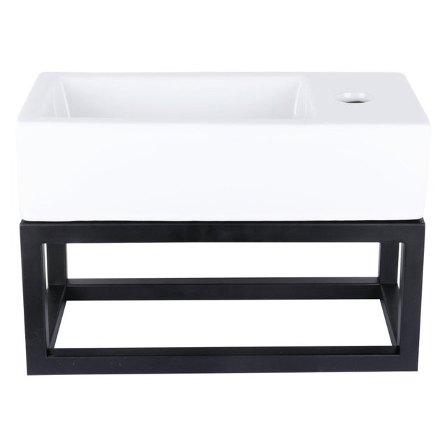 Differnz Ravo Lavabo compact - 38.5x18.5x9.5cm - 1 trou de robinet à droite - céramique blanc - 2