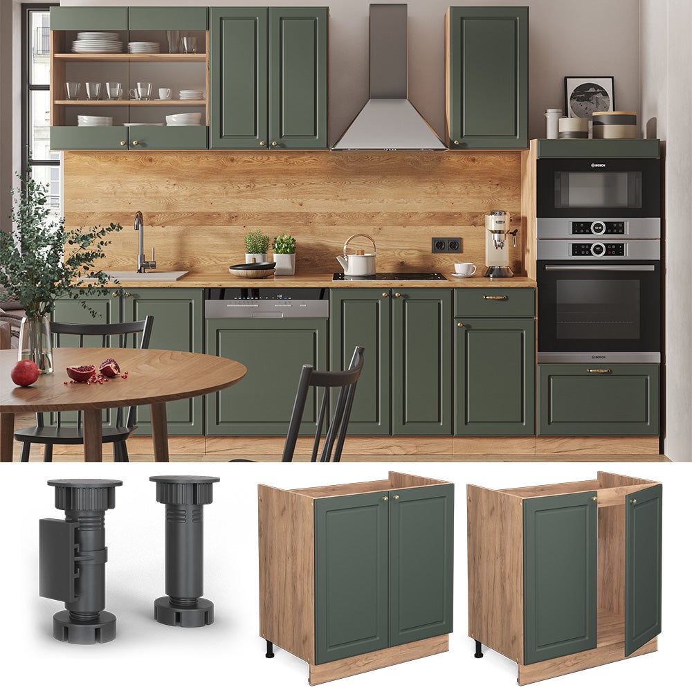 Meuble Sous-évier Vicco Fame-Line 80cm Vert Campagne - Meuble Cuisine Modulaire Qualité Premium