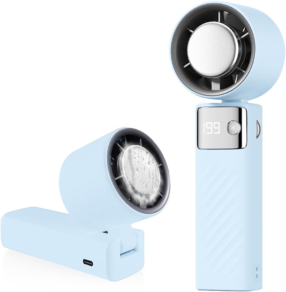 Przenośny wentylator, mini wentylator akumulatorowy 4000 mAh, mały, cichy wentylator turbinowy (1-199), odpowiedni do uprawiania sportu i podróży (ni