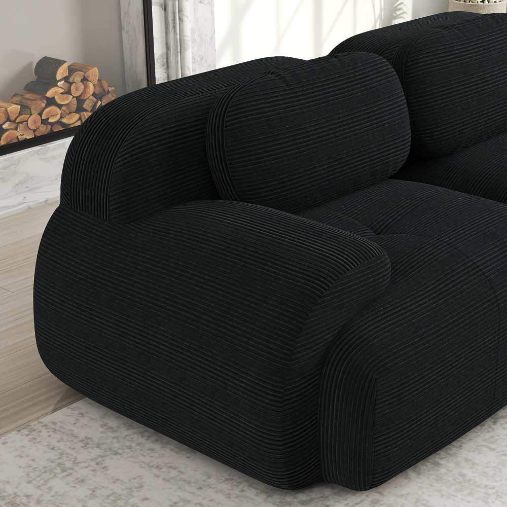 Canapé modulaire en U en tissu côtelé premium, sans montage, antidérapant, adapté aux animaux, rembourrage 32D,chambre et bureau - 9