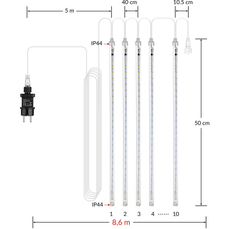 Guirlande lumineuse LED 4m 480 LED effet pluie de météorites gouttes diamants stalactite IP 44 intérieur extérieur Noël - modèle au choix-Bleu - 5