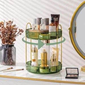 Vassoio Decorativo Oro Con Manici Per Carrello Bar | Organizer Da Tavolo A Specchio | Portaoggetti Vintage Capacità - 4