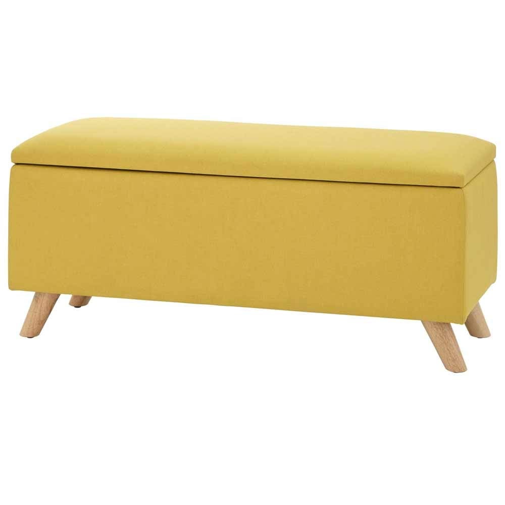 Cassapanca Pouf Contenitore Bakaji - Mostarda, 103x40x44.5 Cm, Struttura Legno, Tessuto Hopsack