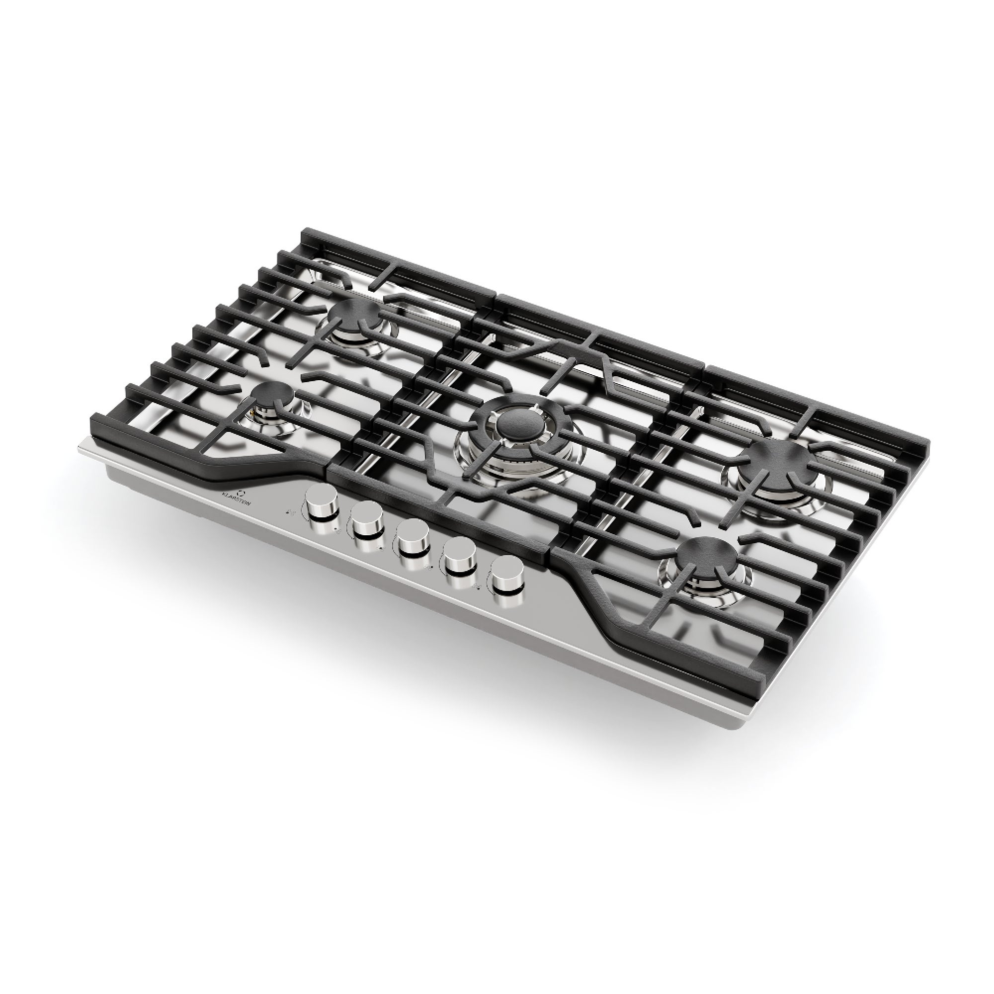 Klarstein Turbocast Plaque de cuisson à gaz 91cm 5 brûleurs Acier inox 304 Support pro en fonte Brûleur wok Inox - 3