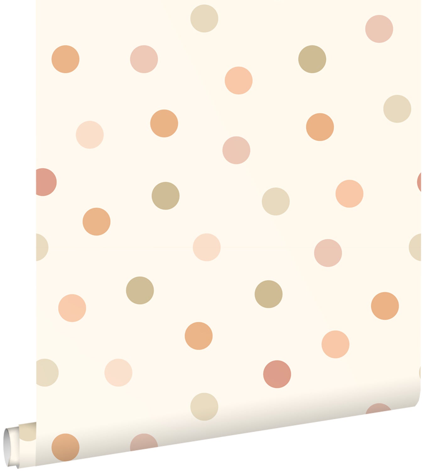 Papel pintado puntos lunares polka dots beige y multicolor - 50 x 900 cm - estahome