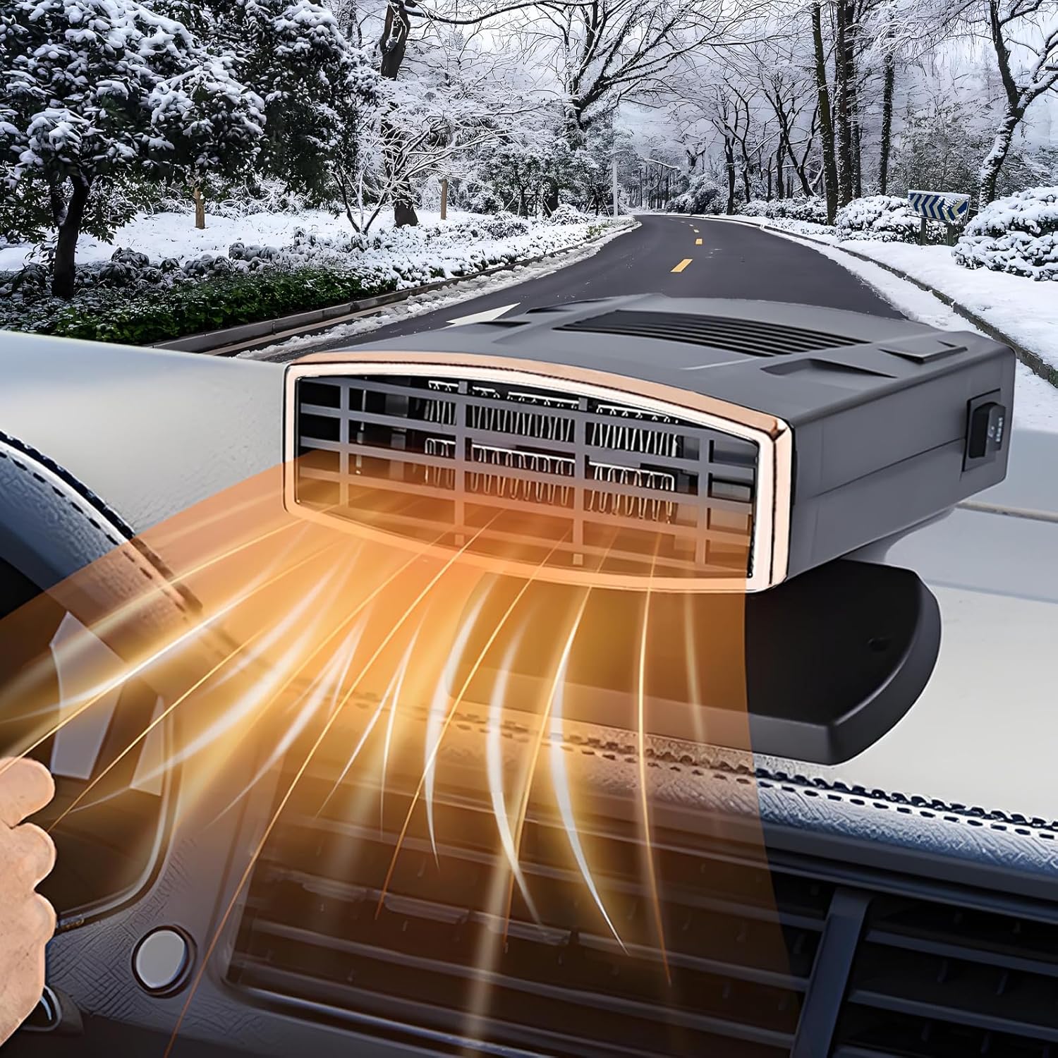 Przenośny ogrzewacz samochodowy, 200 W, szybkie nagrzewanie, odmrażacz szyby przedniej (czarny)