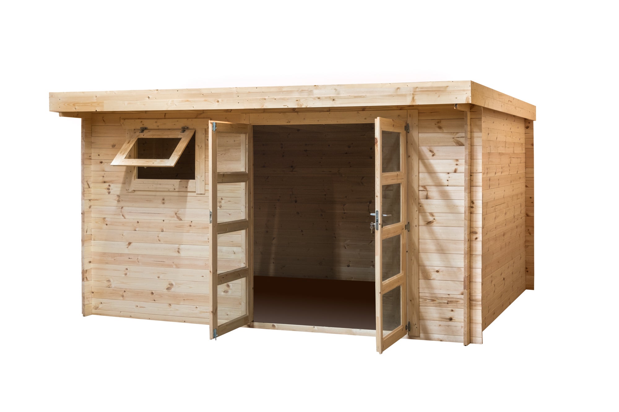 Abri de jardin en bois brut, ep 28mm, surface utile 9.9m² INT023/INEKSA - 2