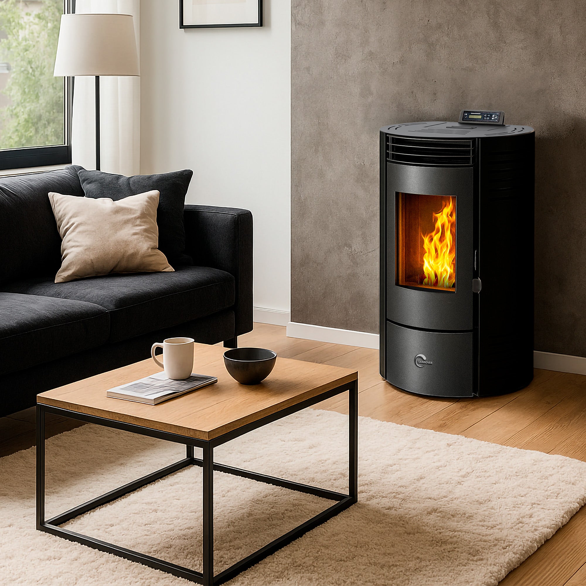Salamandra a pellets Azora 11,6 kW Preto Sannover - 3