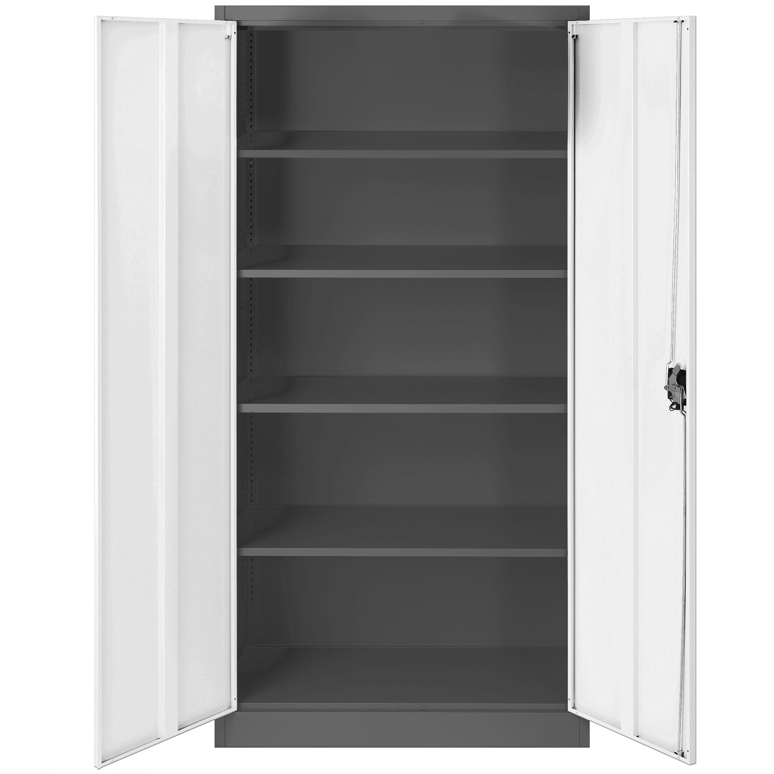 Armoire de Bureau de Rangement Métallique 4 étagères réglables 195 cm x 90 cm x 40 cm Anthracite-Blanc - 4