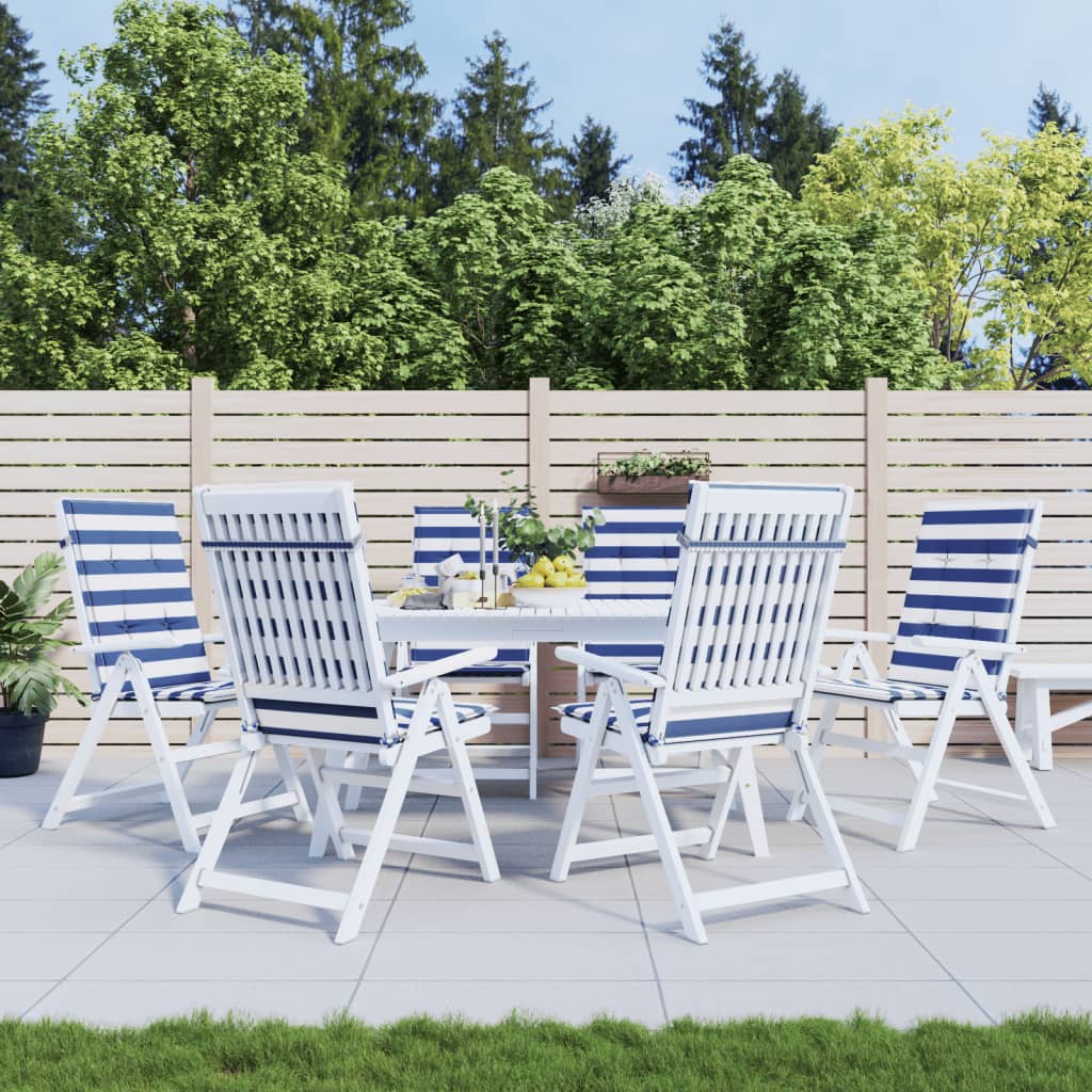 Poduszki na krzesła, 6 szt., niebiesko-białe paski, tkanina vidaXL