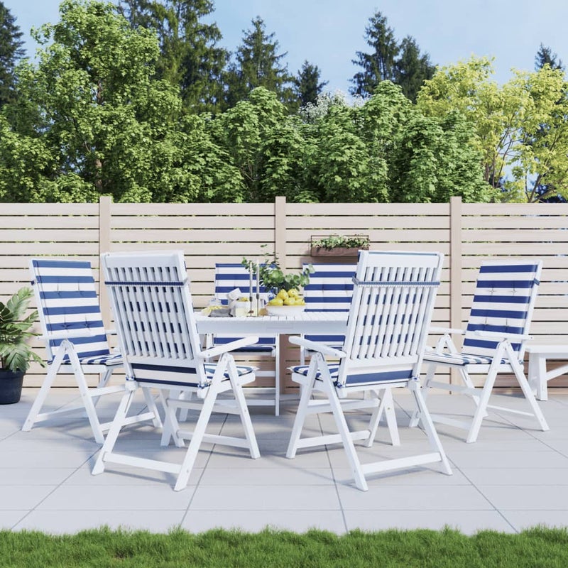 Poduszki na krzesła, 6 szt., niebiesko-białe paski, tkanina vidaXL