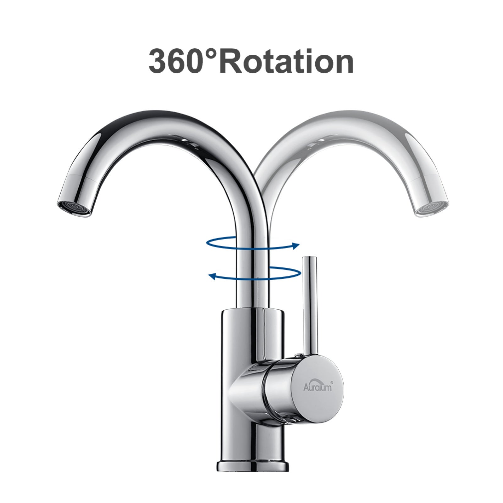 AuraLum Max Robinet Lavabo Mitigeur cuisine Robinet Chrome de salle de bain Rotation à 360° Mitigeur Salle Bain en Acier inoxydable 260mm - 2