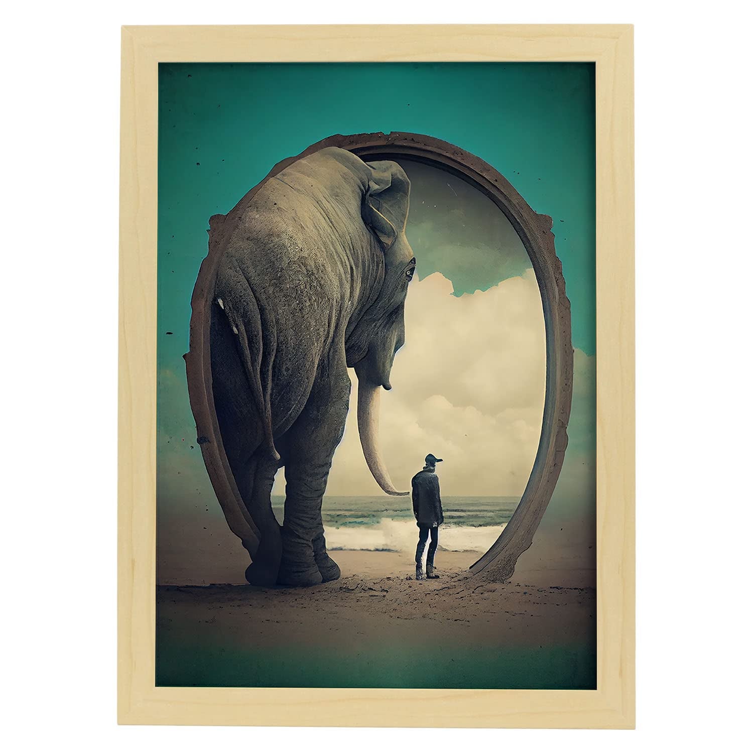 Nacnic poster elefante en estilo surrealismo cinematográfico ilustraciones y grabados de historieta abstracta y artística para a3 marcos madera