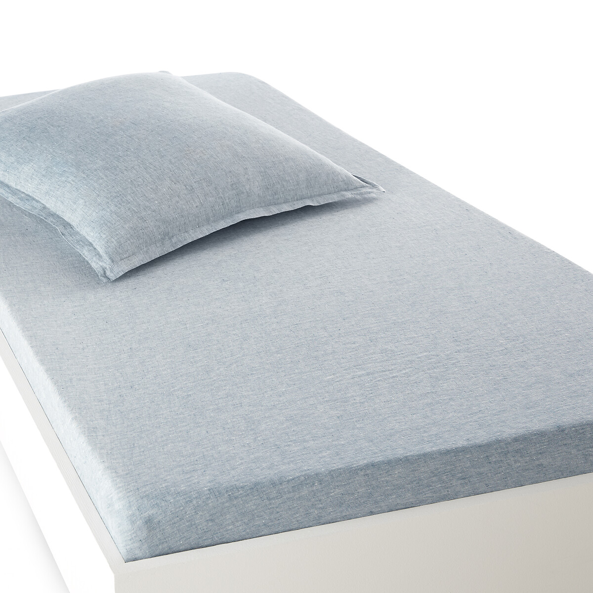 Drap housse enfant lin lavé, bonnet 30cm, Linot - Blanc - 90 x 190 cm - 4