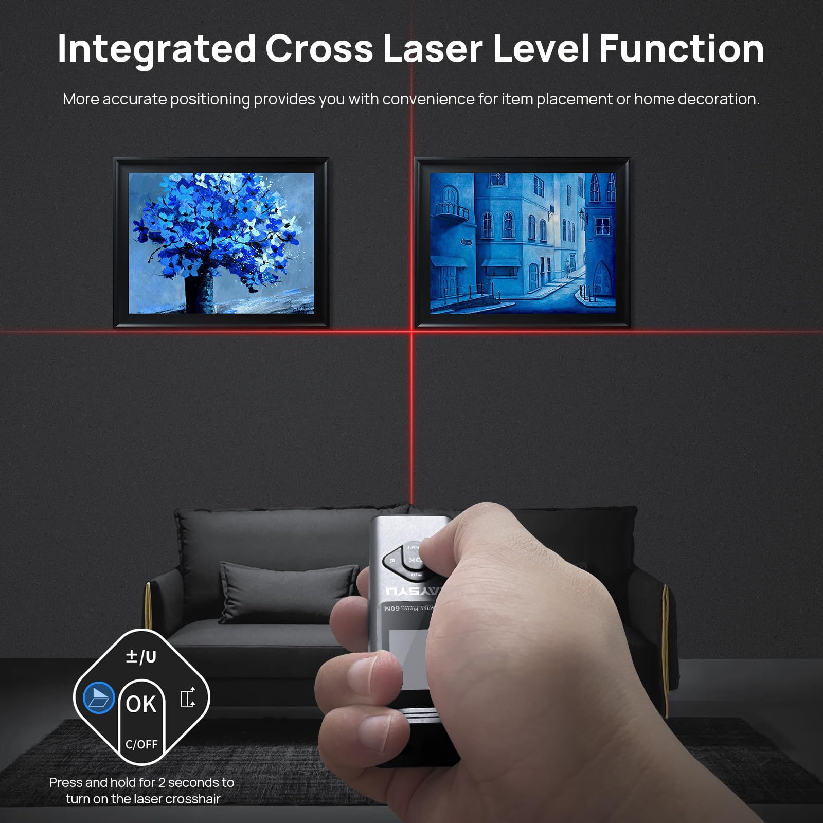 Telemetro Laser 40 Metri Laser Misuratore Distanza Telemetro Laser Digitale 40m HT-40 - Misuratore Distanza Con Pitagora E Display LCD Laser Puntatore Misurazione Area Volume Pitagora - 7