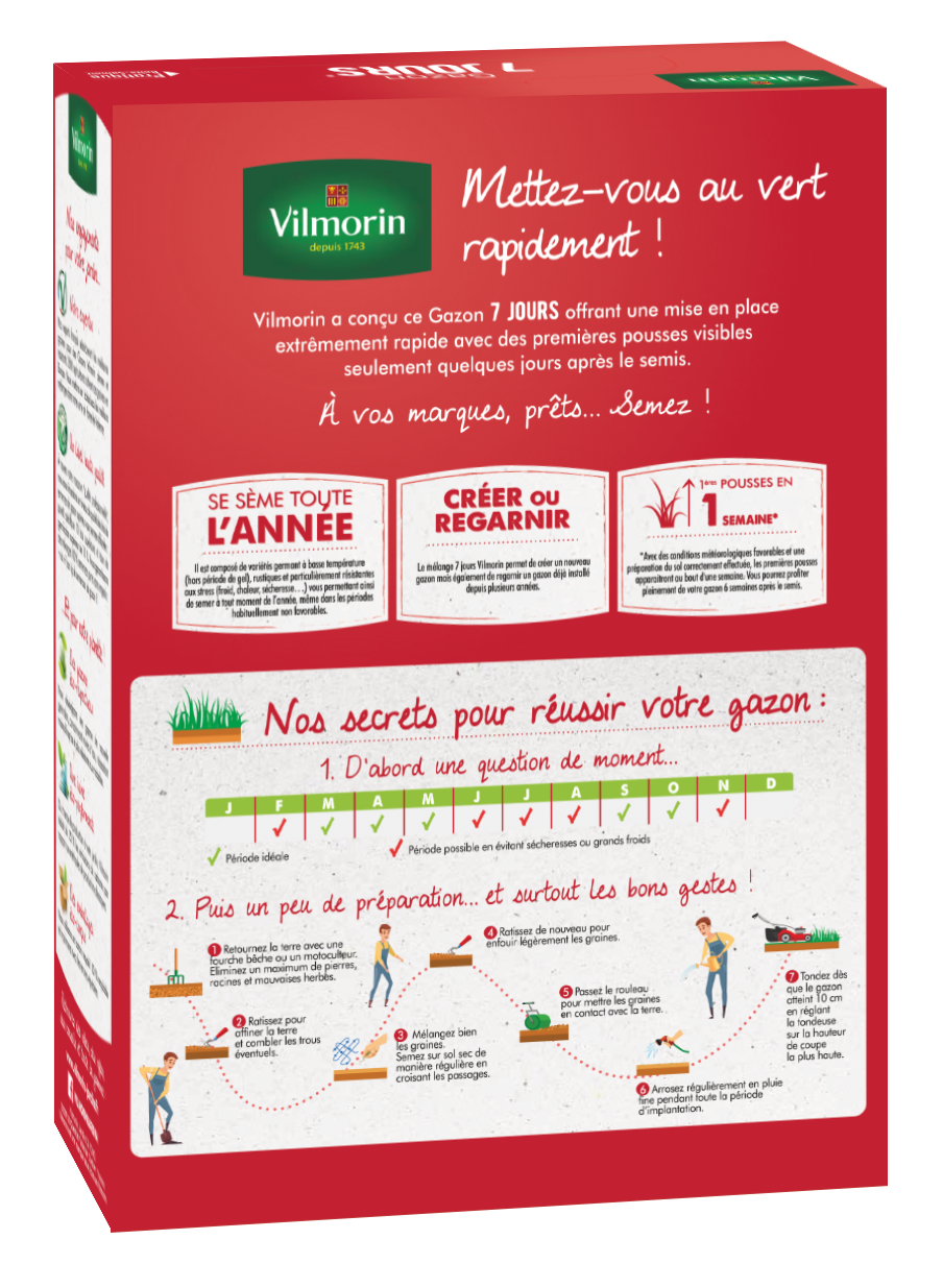 Gazon 7 jours - 1 kg + Gazon Ombre - 250 g - 2