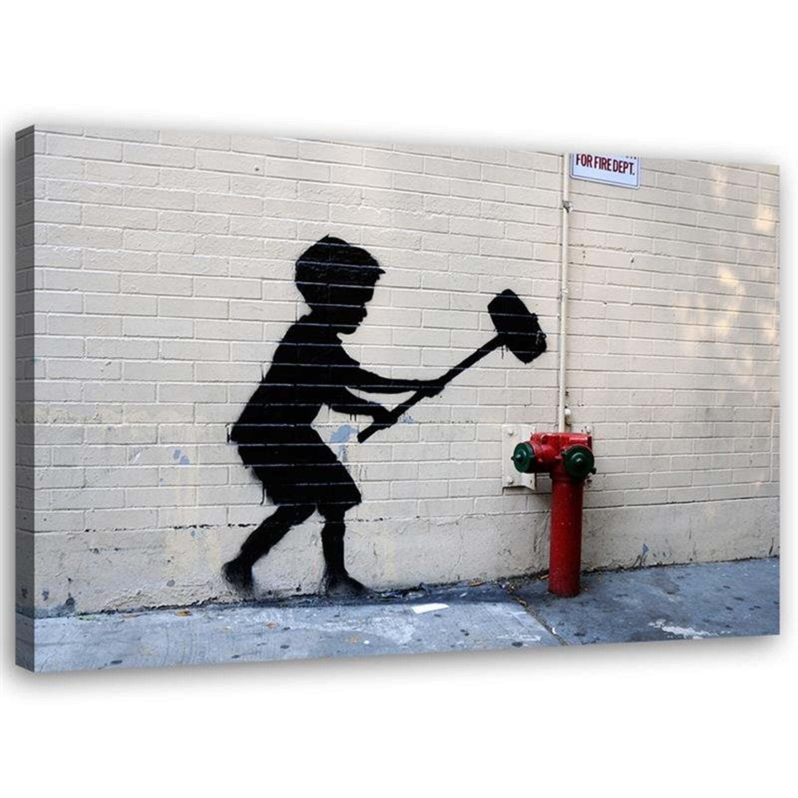 Obraz na płótnie, Chłopiec z młotem mural Banksy 90x60