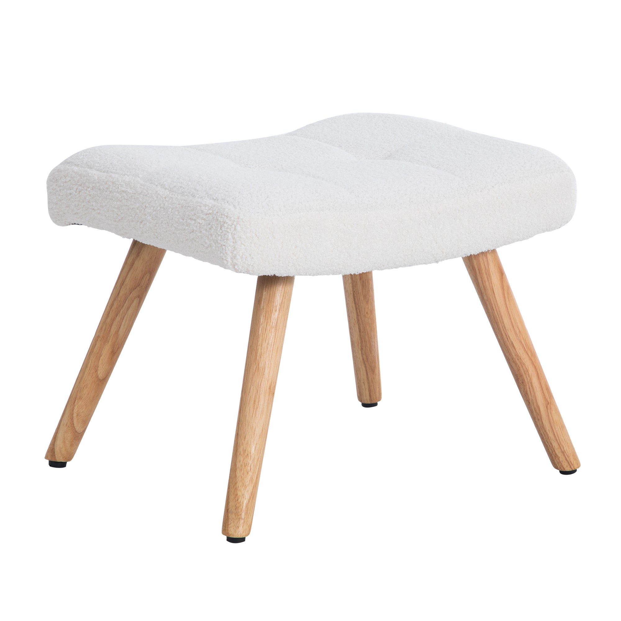 Sedia a dondolo in tessuto French Terry - con cuscino e poggiapiedi - Bianco - 7