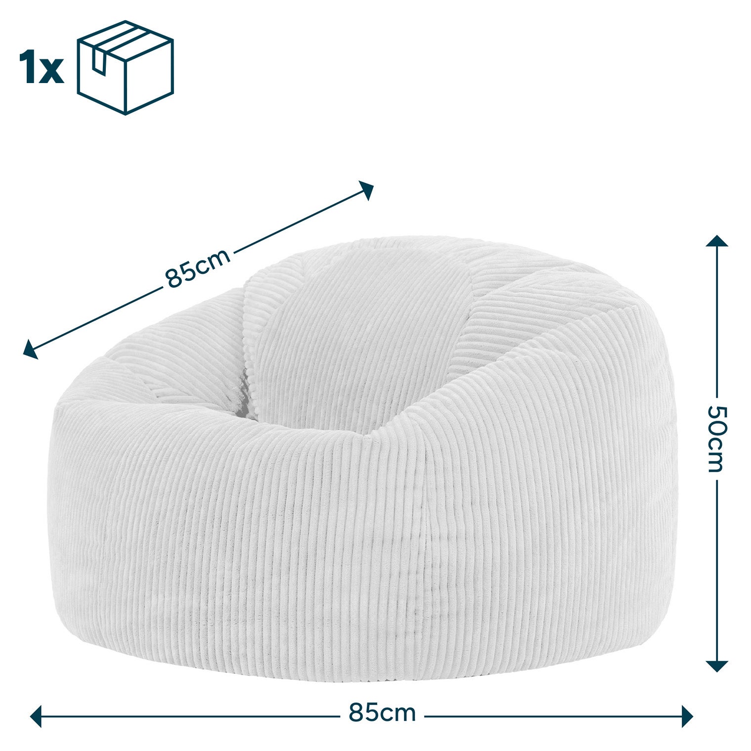 Pouf Icon in velluto a coste beige ghiaia, soggiorno, camera da letto, 85x85 cm, Made in Germany, Oeko-Tex® - 8
