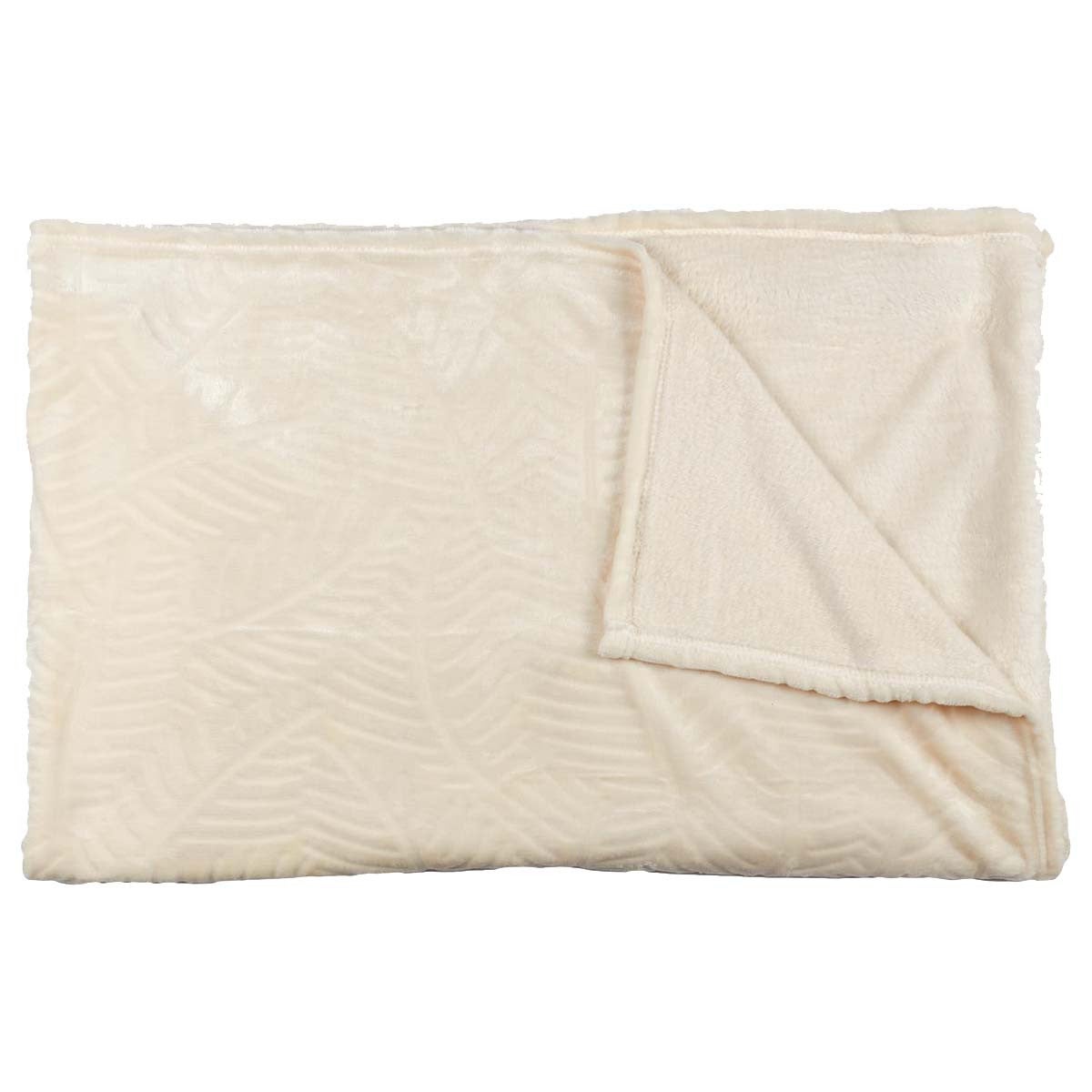 Plaid Flanelle Embossé Crème 150x200cm – Neuf Avec étiquettes, Doux Et Chaud, Marque Stock Destock