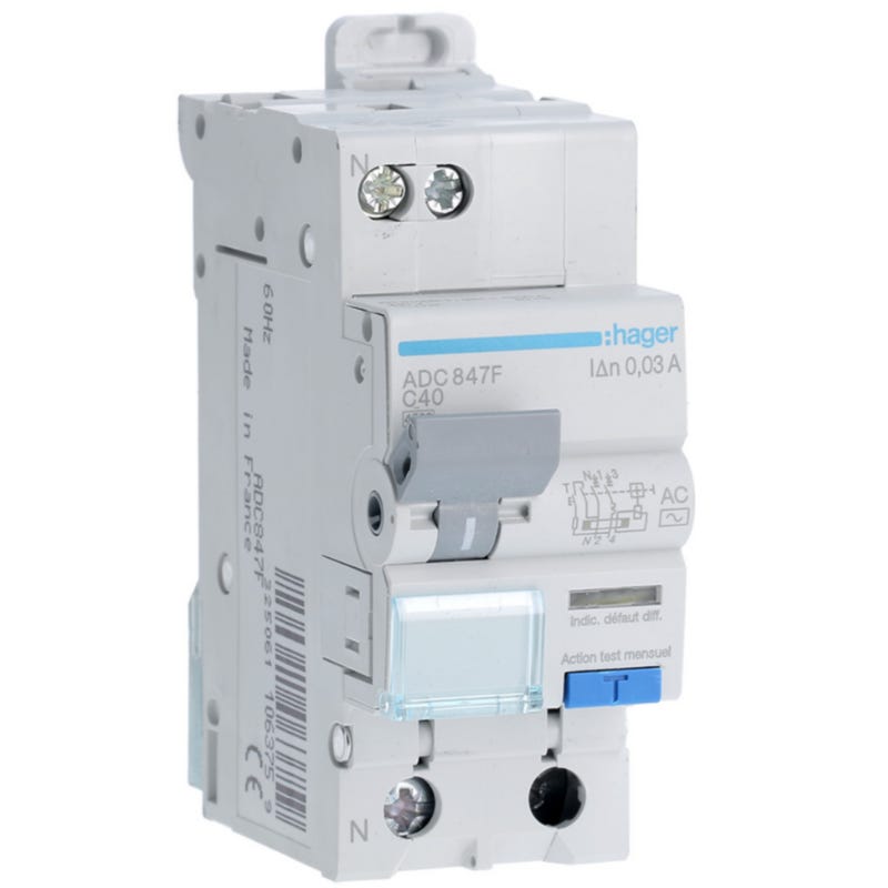 Hager - Différentiel Hager 4P 30mA 40A Hager - Différentiel Hager 4P 30mA 40A