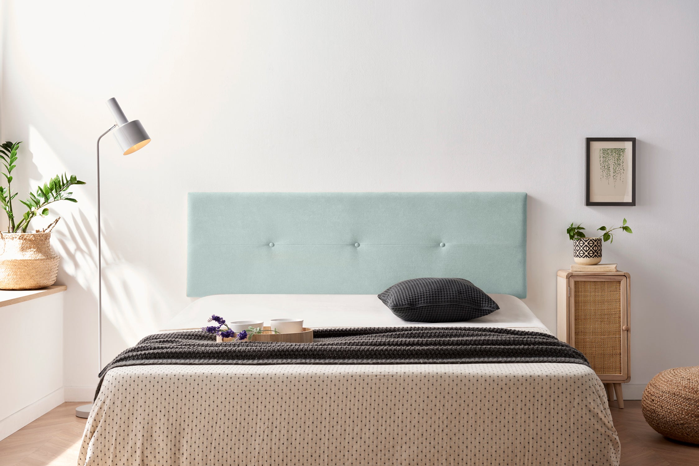 Cabecero Tapizado NAPOLI Acualine 160x50x5 cm - VERDE AGUA - Moonia - 4