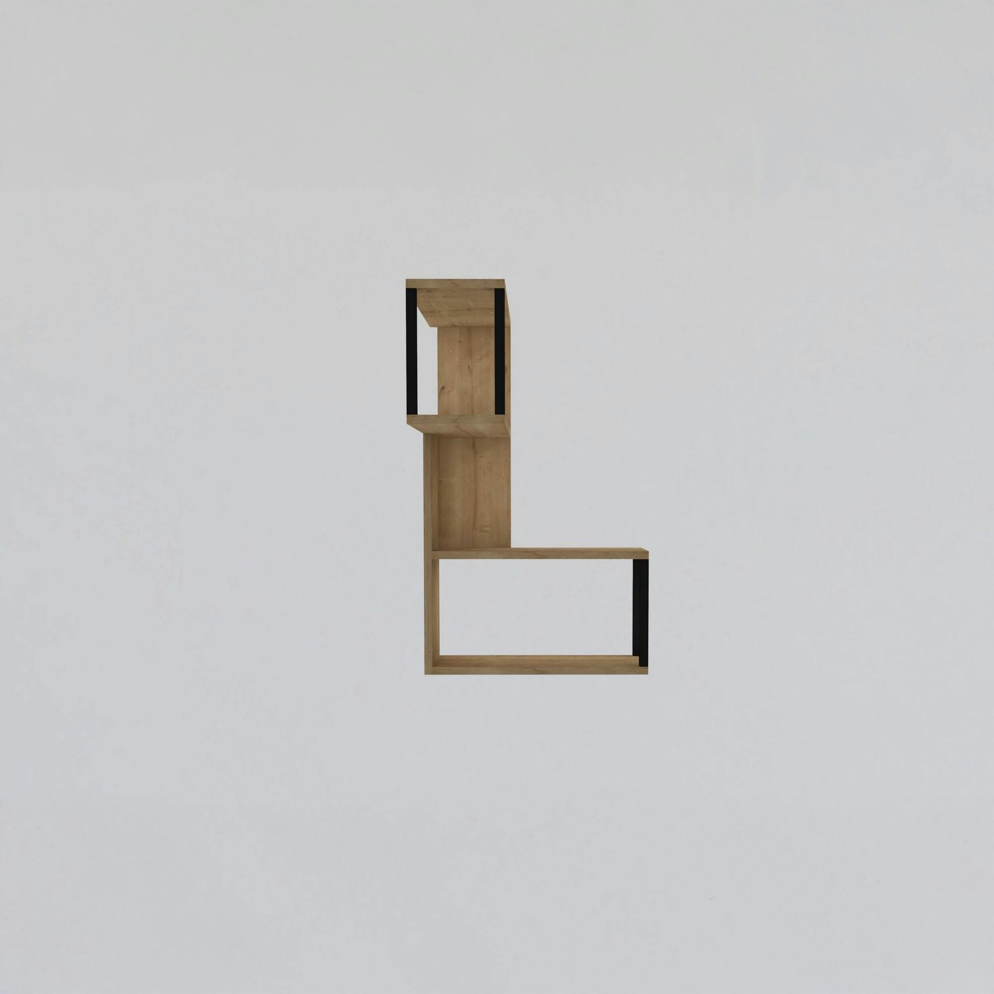 Etagère murale d'angle effet bois clair - 2 niches JENA - 3