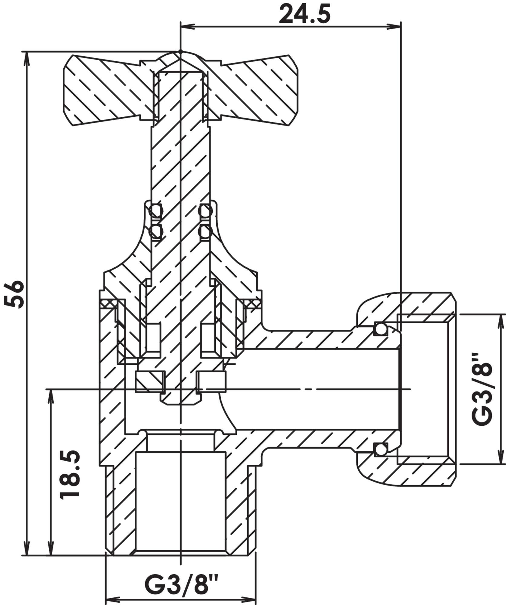 Robinet d'arrêt équerre pour WC - 3/8