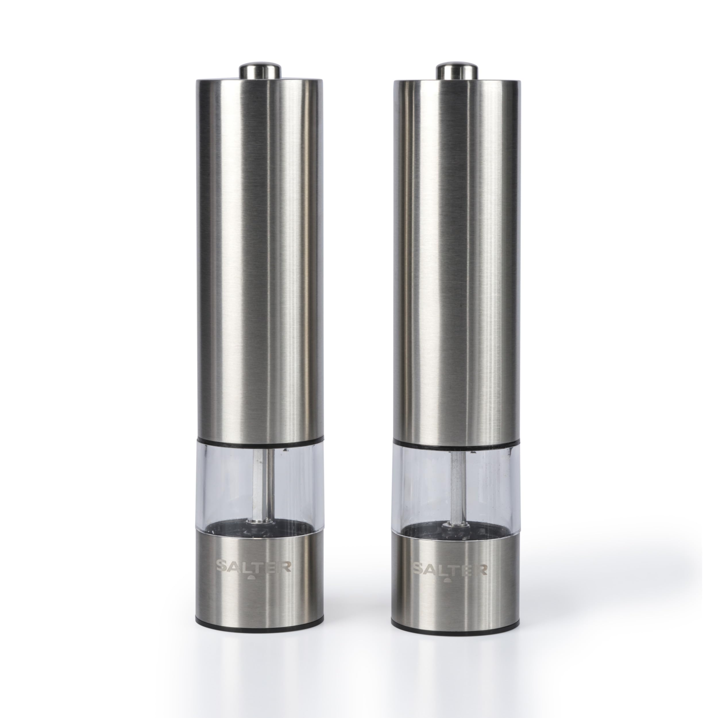 Set Macinasale E Macinapepe Elettrico In Acciaio Inox - Funzionamento A Batteria Con Luce LED, Regolabile, Macina In Ceramica, 2 Pezzi