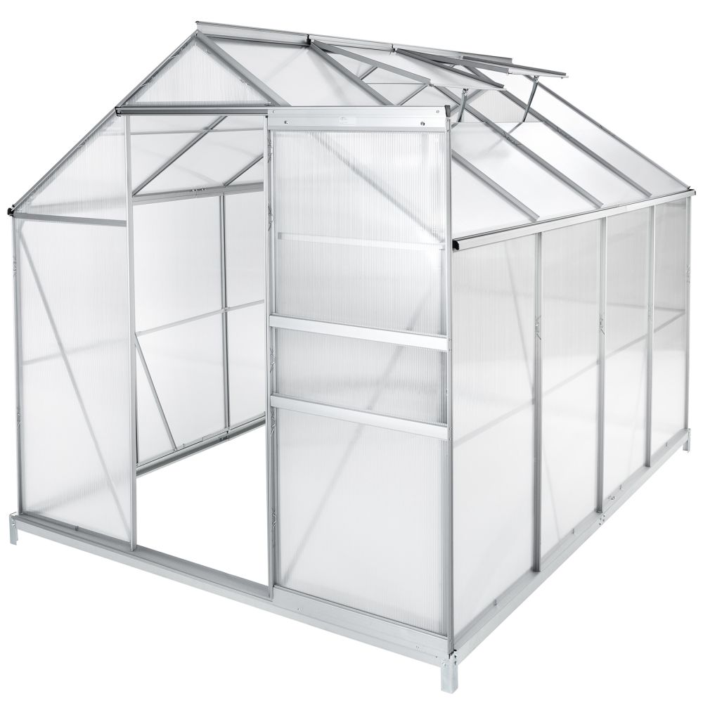 Serre De Jardin En Aluminium Et Polycarbonate 4mm - Tailles De 230x180x195cm - Porte Coulissante, Fenêtre Toit Réglable - 2