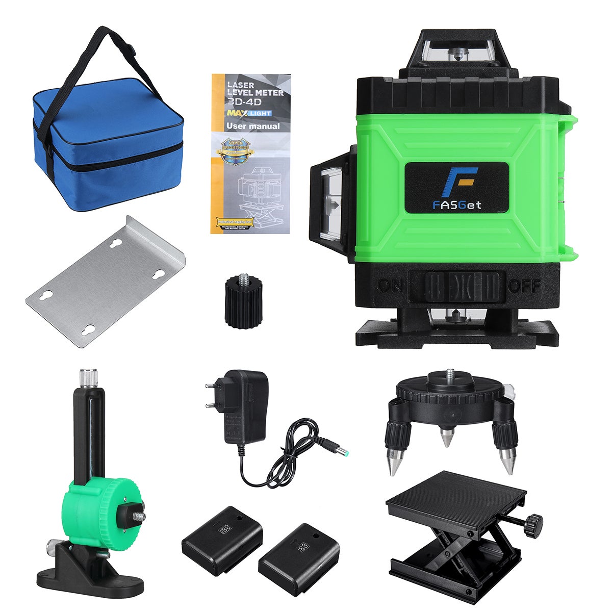 Niveau Laser Vert 360° 4D 16 Lignes HGLINE Pro Rotatif + 2 Batteries IP54