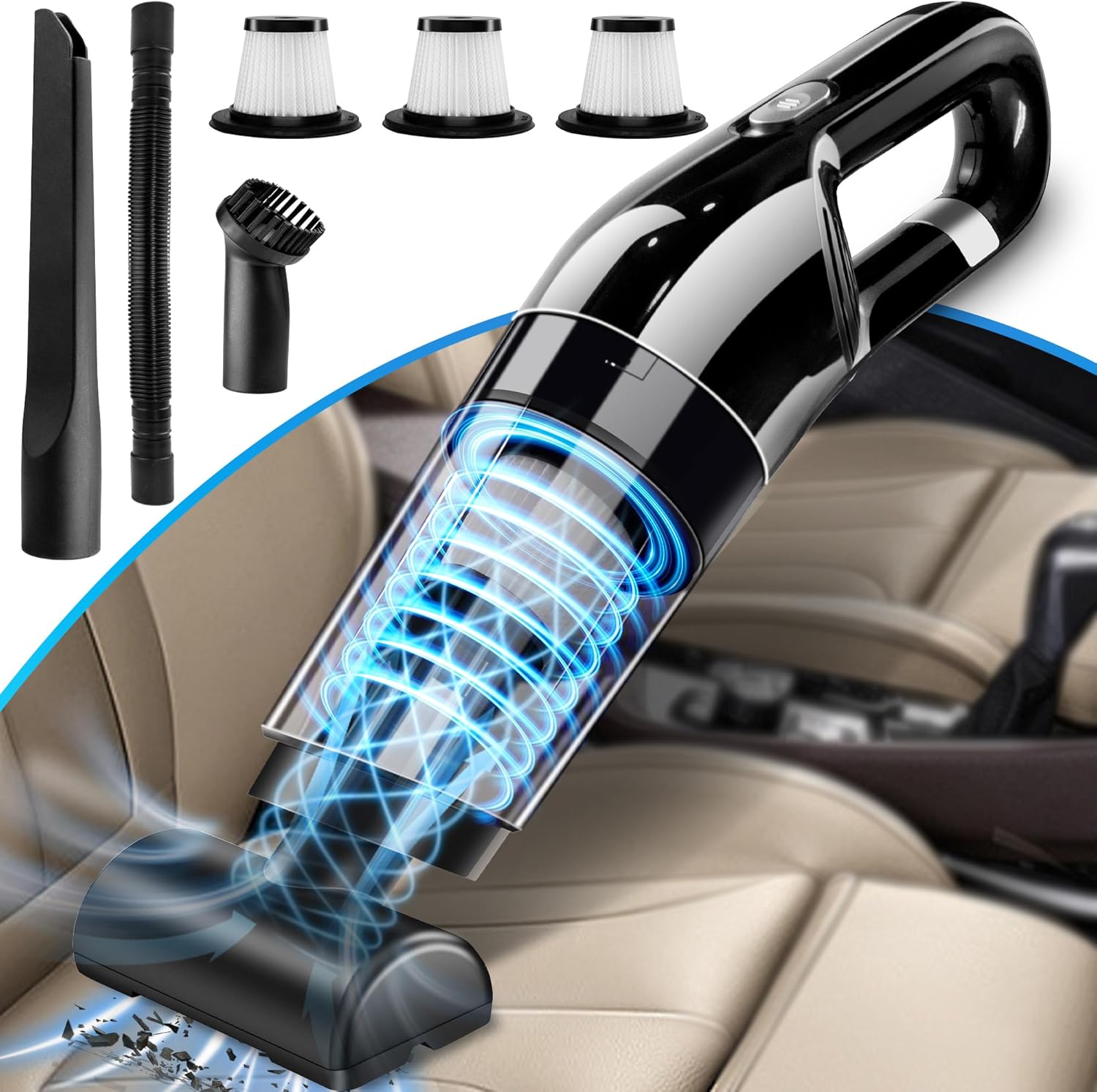 Mini Aspirateur Pour Voiture 120W - Puissant, Pour Nettoyage Humide Et Sec - Neuf