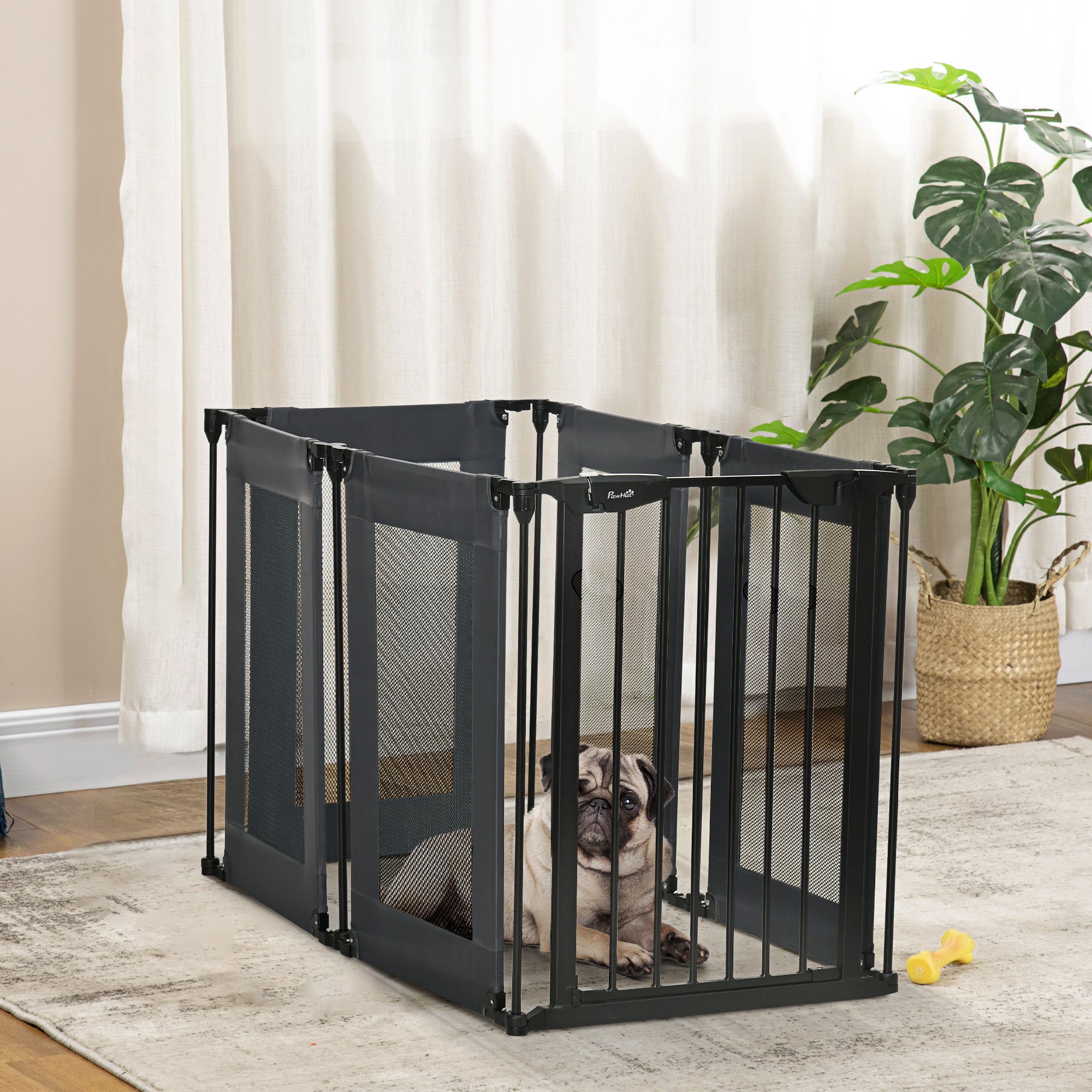 Parque para Animais de Estimação PawHut Cinzento Aço, ABS e Tecido Oxford 117x103x74cm - 2