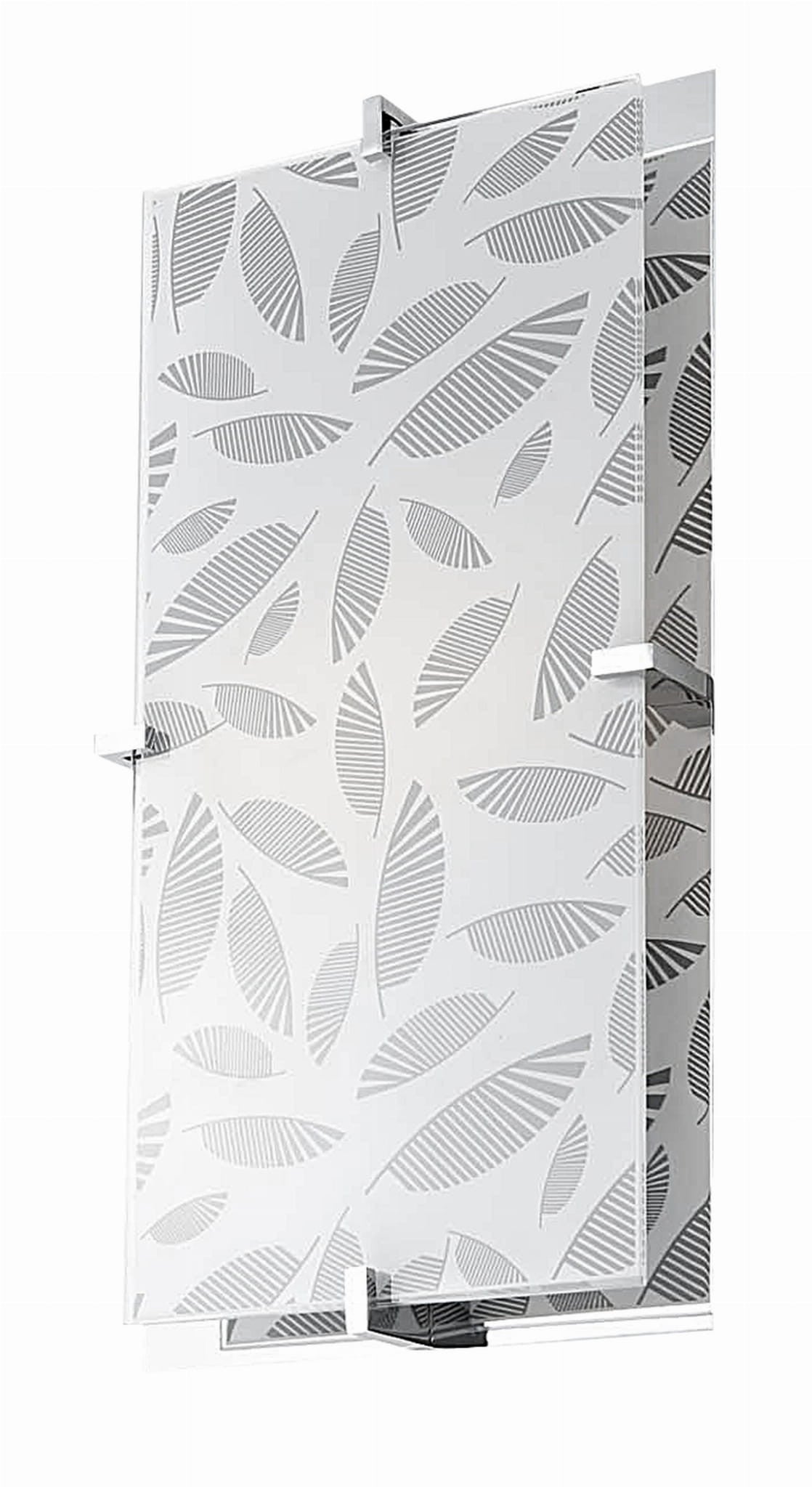 Plafon Fikus prostokątny chromowany biały 2xE27x20W wym: 20 x 8 cm IP20 szkło Candellux