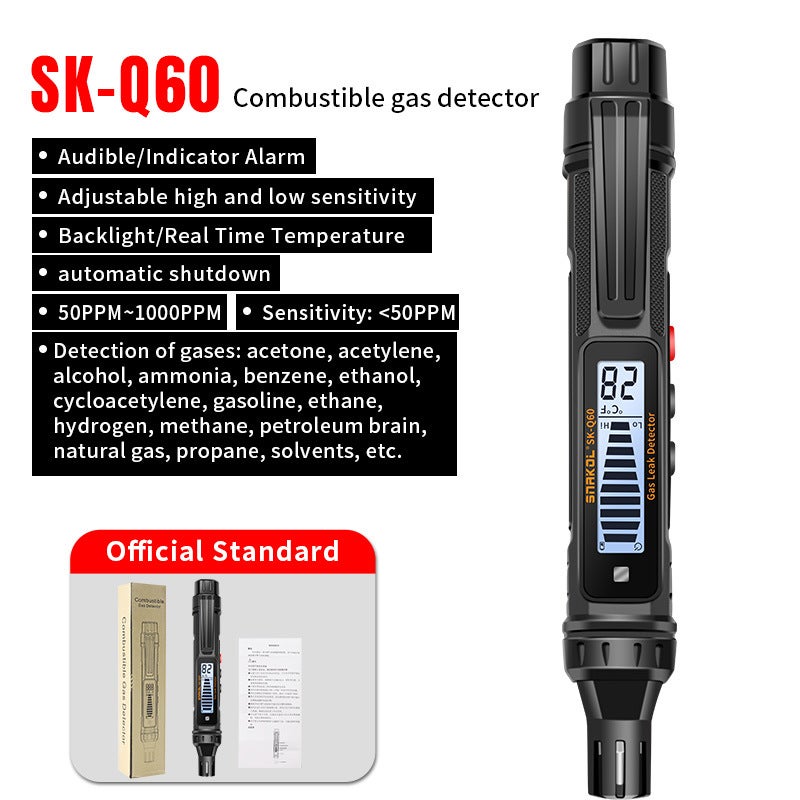 Detector de gas combustible, detector de fugas de gas inflamable, con pantalla LED, alarma sonora y luminosa (sin batería) - 3