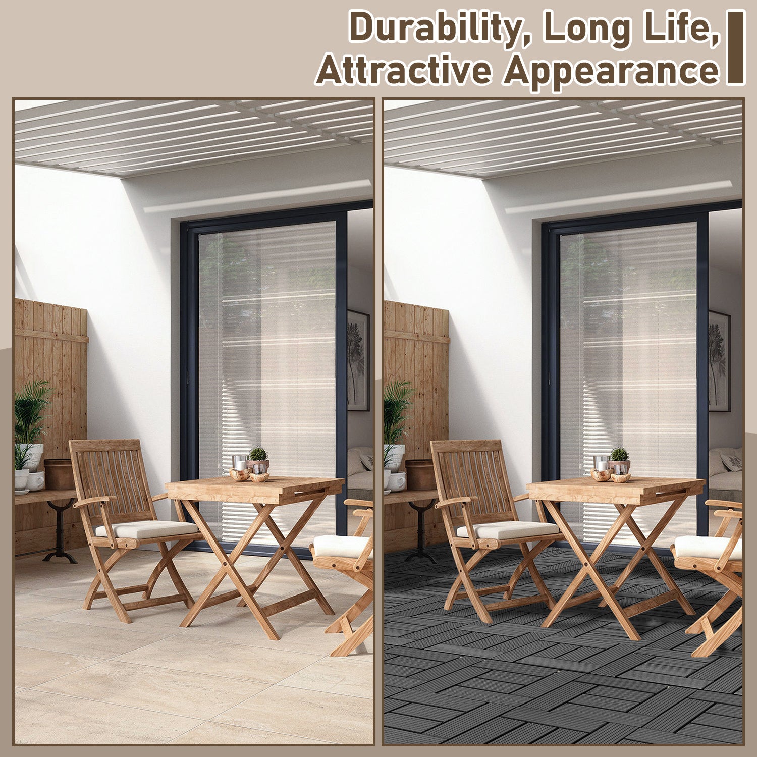 22pcs Dalle de terrasse 2m² Dalle clipsable 30x30cm Revêtement de sol extérieur terrasse jardin Anthracite - 5