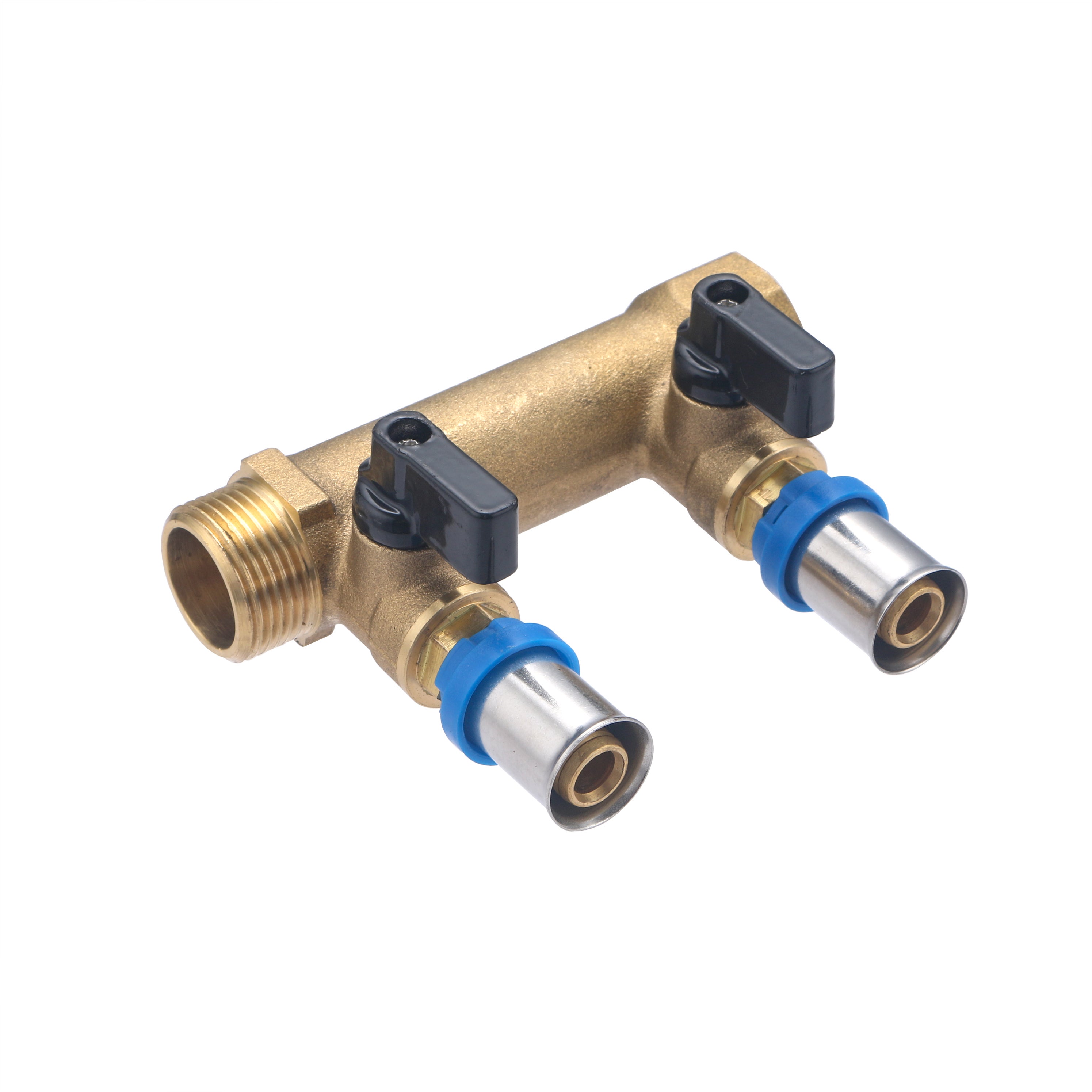 Colector macho - hembra 3/4 - 2 salidas multicapa a presión de 5/8 con válvulas QUICK PLOMBERIE - 6