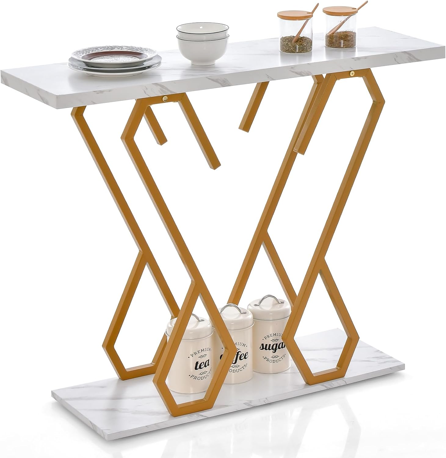 Table console aspect marbre, table de couloir, table d'entrée, cadre en ...