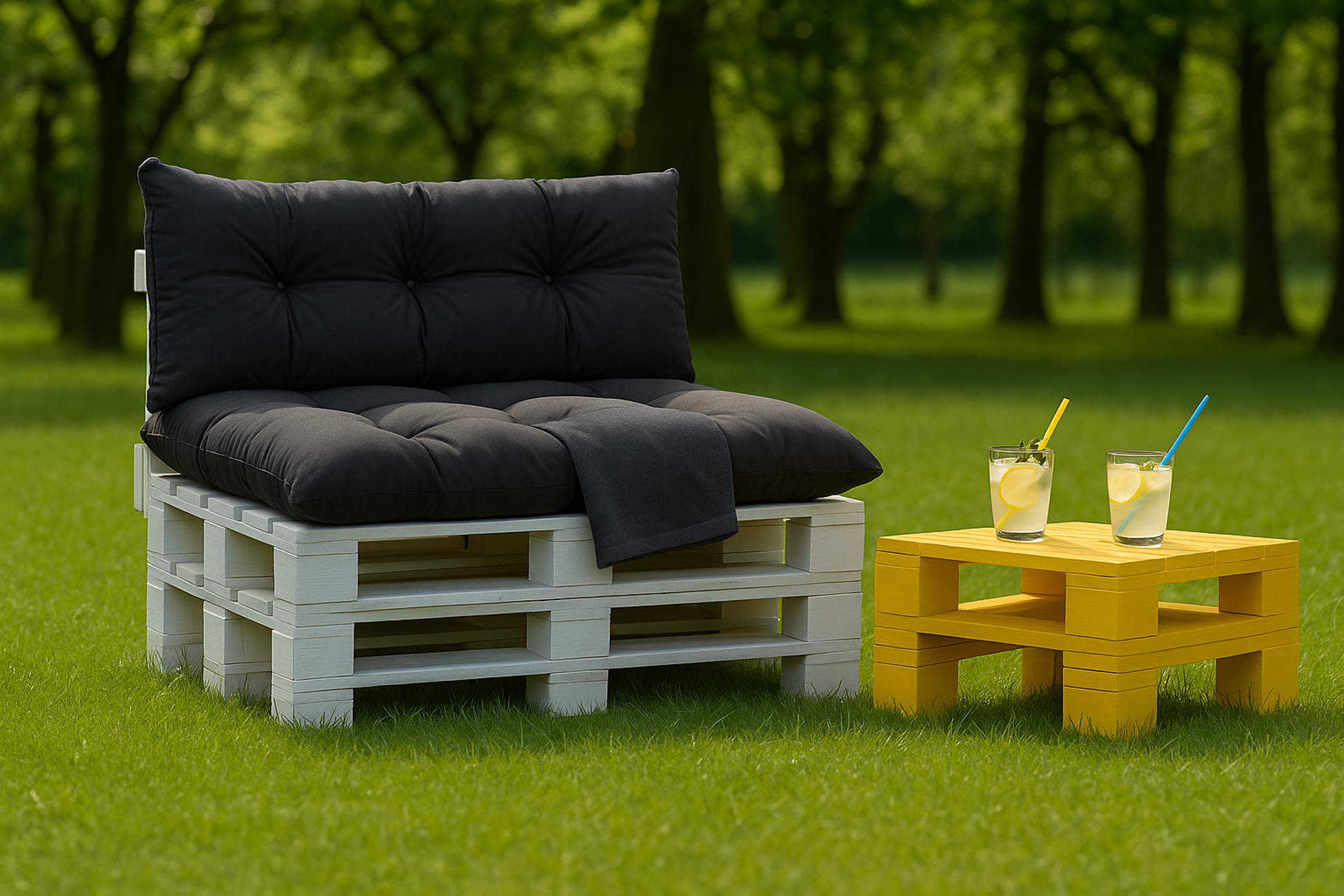 Set coussins pour palettes 120x80 avec dossier 120x40 noir – coussins extérieurs pour canapé palette, matelas de jardin durable - 3