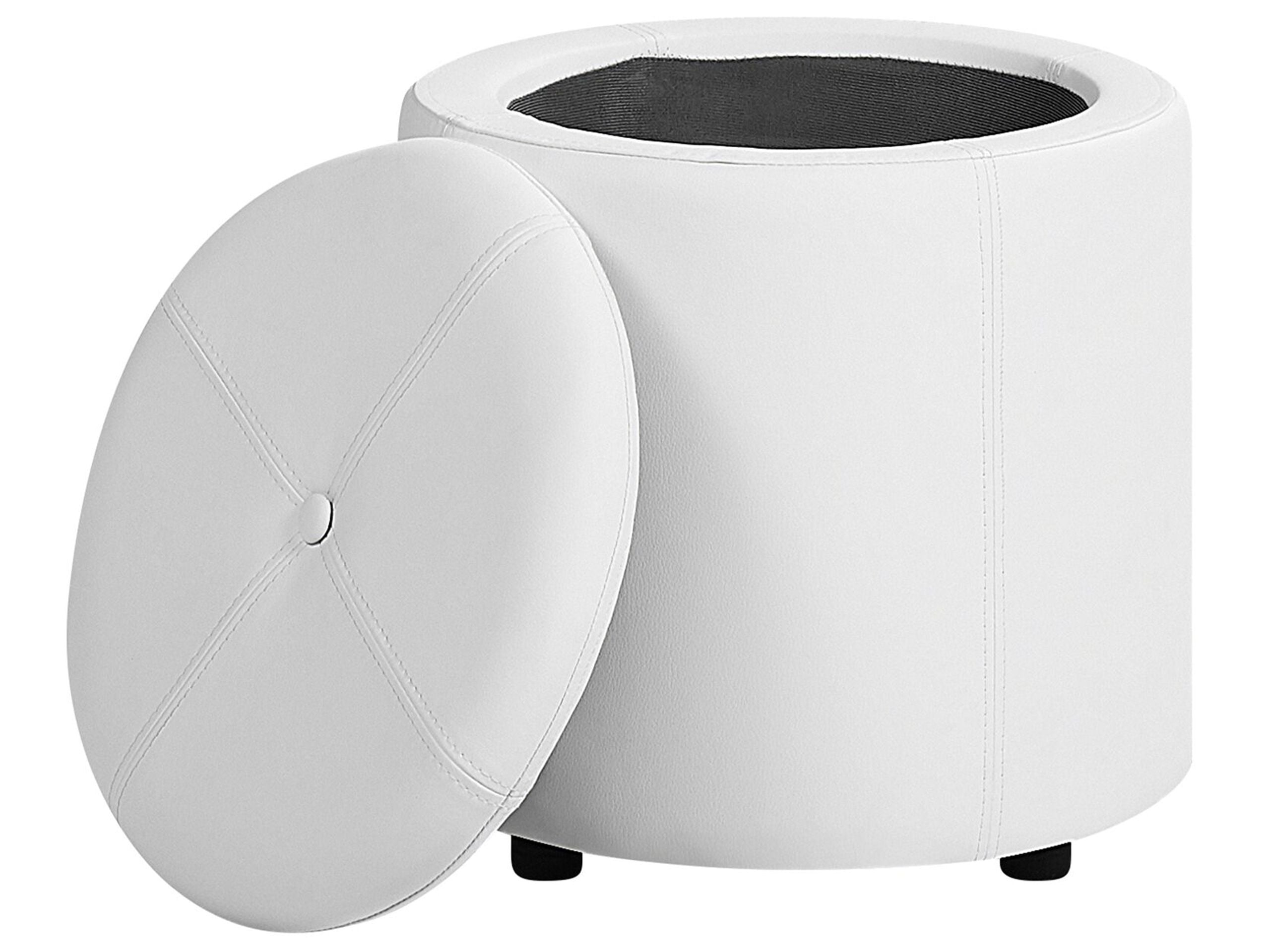 Pouf de rangement MARYLAND Cuir PU Blanc - 5