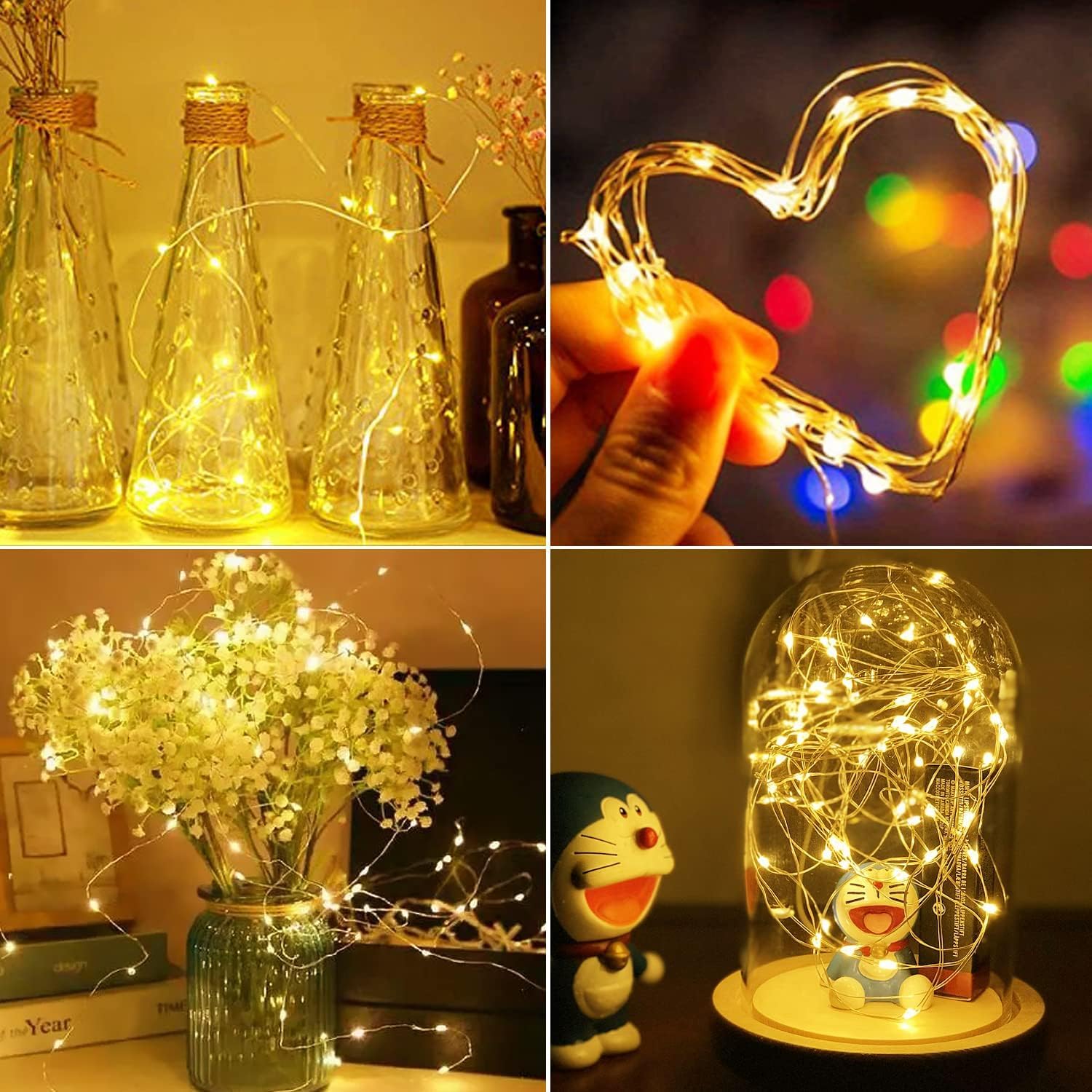 Lot de 12 Mini Guirlande LED à Pile, 2M 3 Modes Pile, Petite Guirlande Lumineuse Led Interieur Décoration pour Jardin, Chambre, Mariage, Fête, Noël - 2