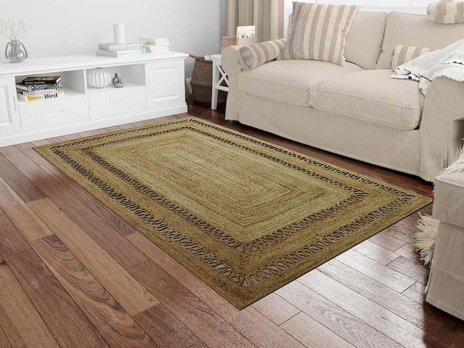 Dywan ażurowy tkany 100% juty - 200 x 290 cm - Naturalny - JARAVI