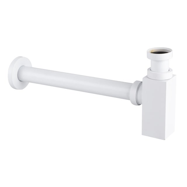 BALNEO - siphon de lavabo carré en laiton blanc - siphon de salle de bain moderne